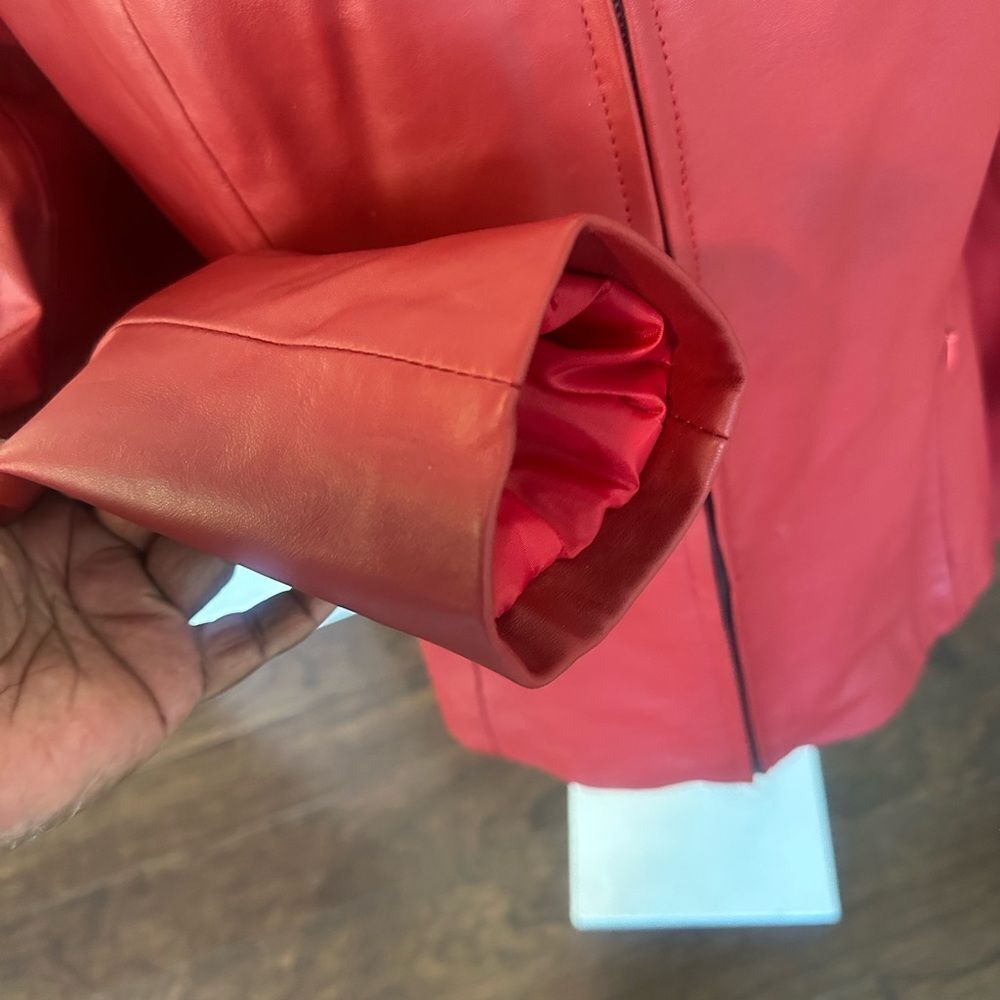 Excelled Collection Red Leather Jacket L - Picture 4 of 8